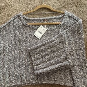 Free People Charcoal Knit Top